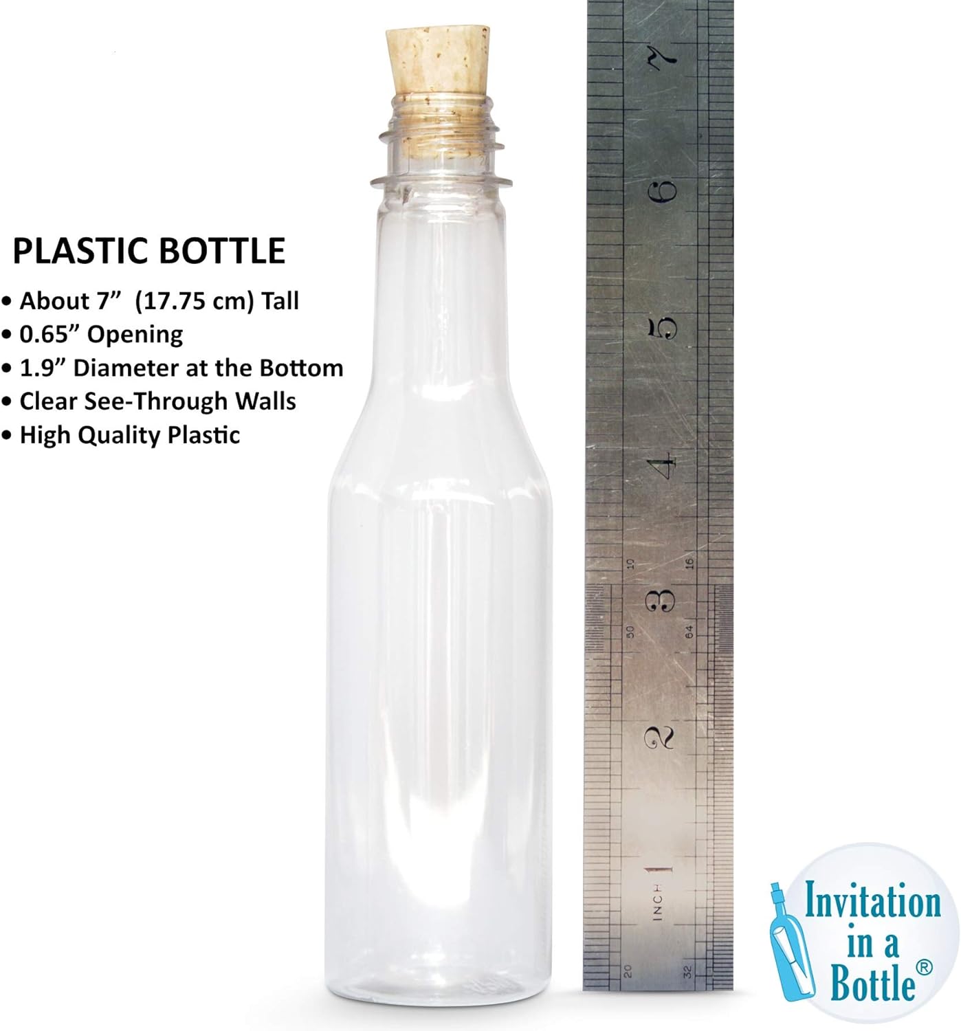 Plastic Bottles & Corks for Bottle Message Invitations, Announcements, DIY Craft, Party Favors & Sand Art - Clear Plastic (450 Bottles & Corks)