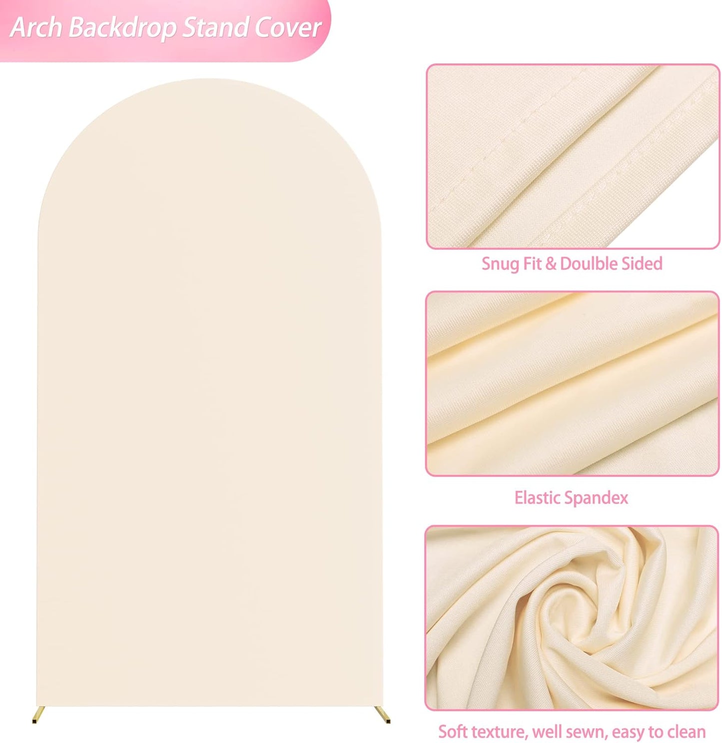 Wokceer 7.2 FT Wedding Arch Backdrop Stand and Arch Cover Metal Arch Stand with Arch Stand Cover for Birthday Party Wedding Ceremony Bridal Baby Shower Event Decor