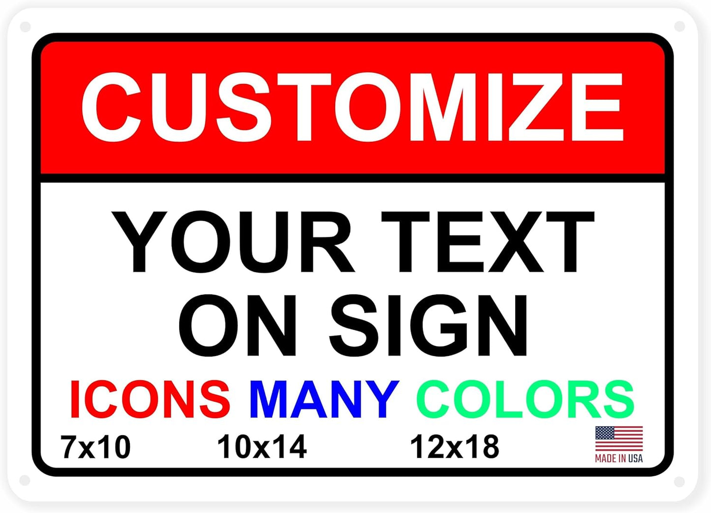 Custom Signs Outdoor Metal for Home Office Business, Personalized, Door, Porch, Delivery, Man Cave, Shop, Garage, Street. For Outside or Inside Use. Our Metal Signs Are UV Printed Solid Aluminum (10x7 inches, Header Box)