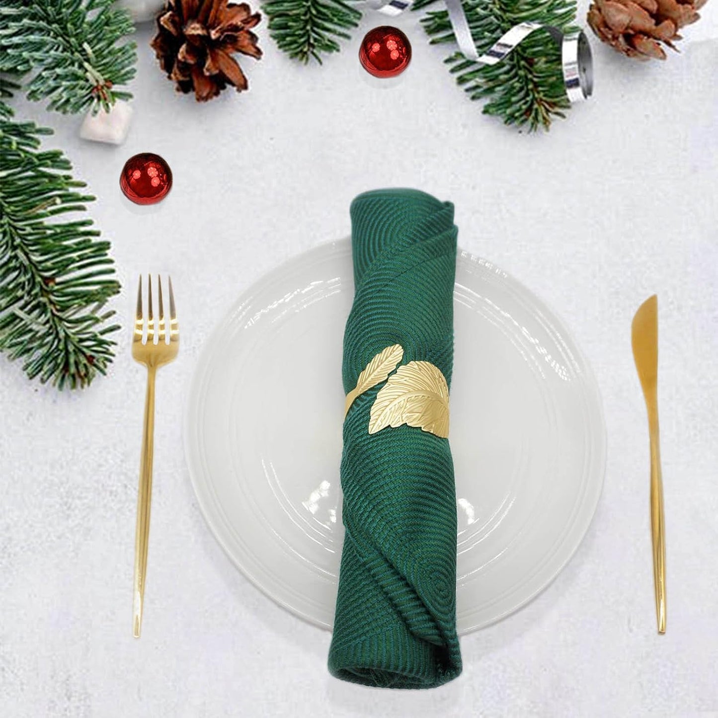 Gold Leaf Napkin Rings Set of 12, Leaves Napkin Rings for Table Setting, Metal Leaf Napkin Holder Rings for Holiday Party,Wedding, Banquet, Formal or Casual Dinning Table Decor (Gold)