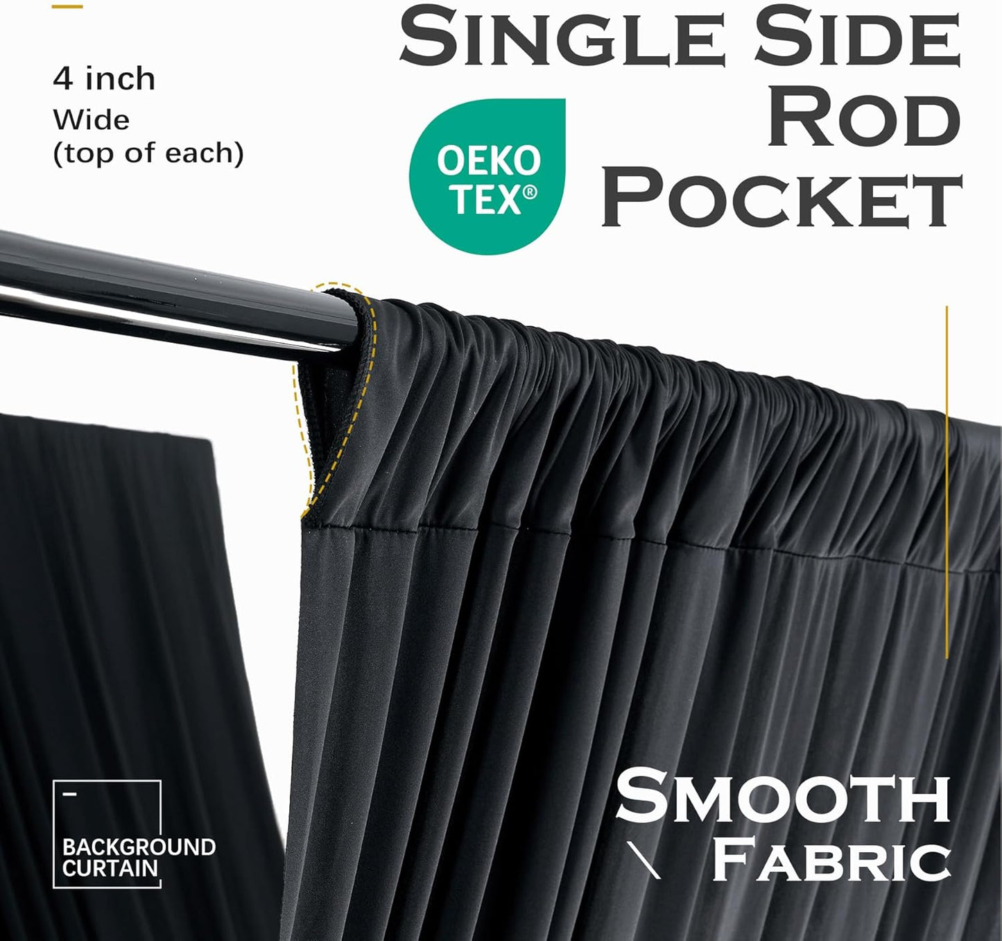 PartyVillage 60ftx40ft Black Ceiling Curtain for Halloween Parties – 12 Panels Wrinkle-Free 40 FT Long Tent Draping Curtains for Wedding, Birthday & Theme Parties, 40ft Height with Rod Pocket