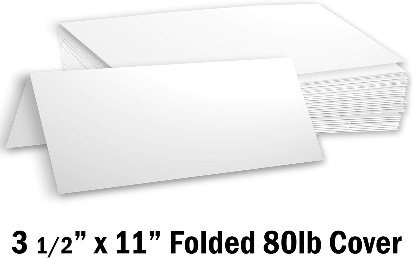 Hamilco Blank Tent Name Place Table Cards 3 1/2" x 11" Folded Card Stock - White Cardstock Paper 80lb Cover - 100 Pack
