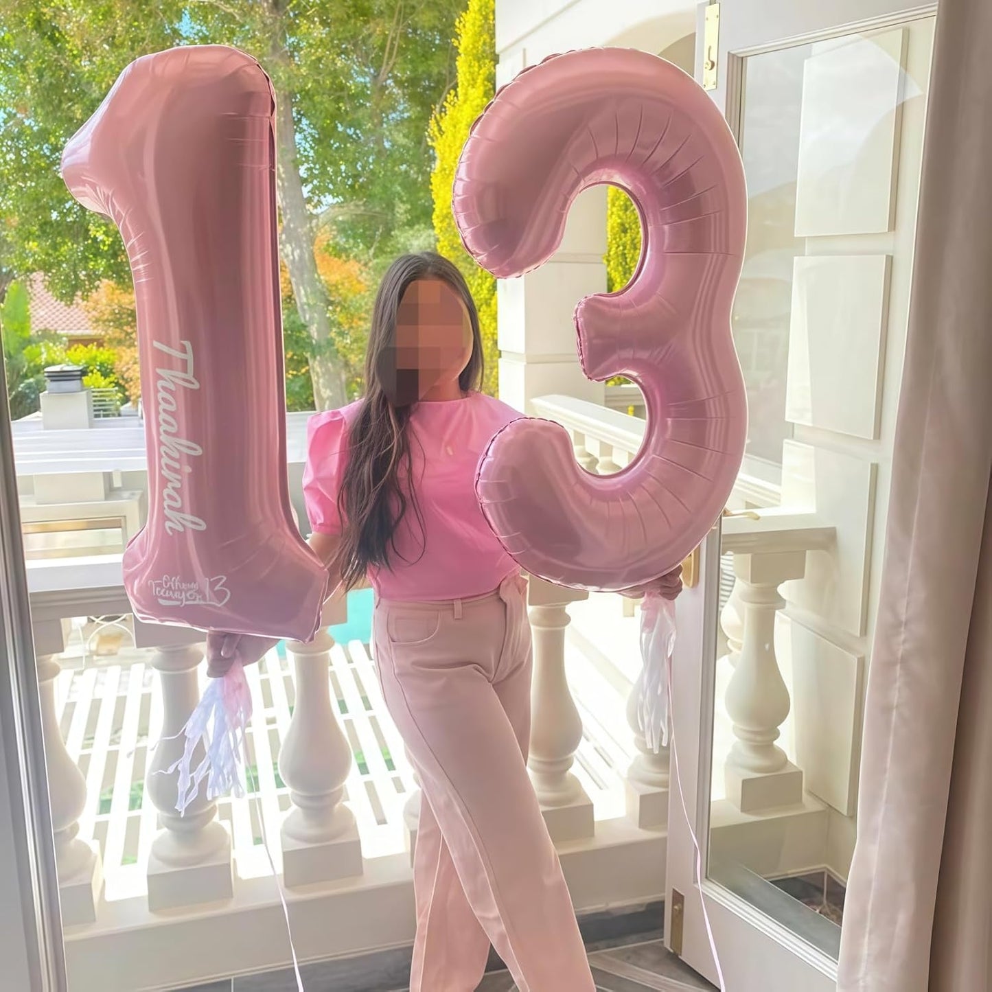 Big 13th Birthday Balloons, 40 Inch Pastel Pink Number 1 & 3 Helium Foil Balloons for 13 Year Old Birthday Decor, Self Inflating Mylar 31st Birthday Balloons for Girls Anniversary Party Decorations