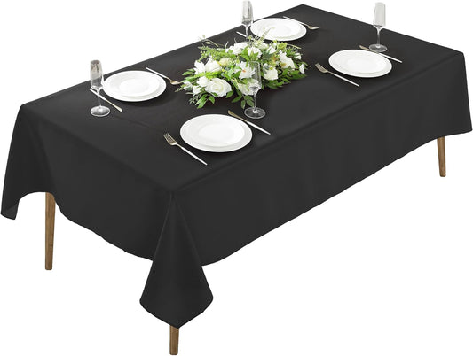 Craft And Party Rectangle Tablecloth, 60 x 102 Inch Black, 6ft Washable Polyester Tablecloth for Home, Party, Wedding or Restaurant