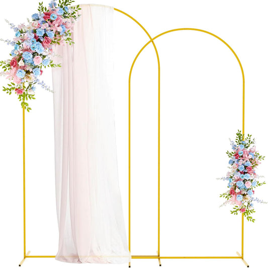 Putros Wedding Arch Stand Gold Metal Arch Stand Set of 2 (7.2FT/6.6FT) Chiara Arched Frame for Birthday Party Baby Shower Ceremony Decoration