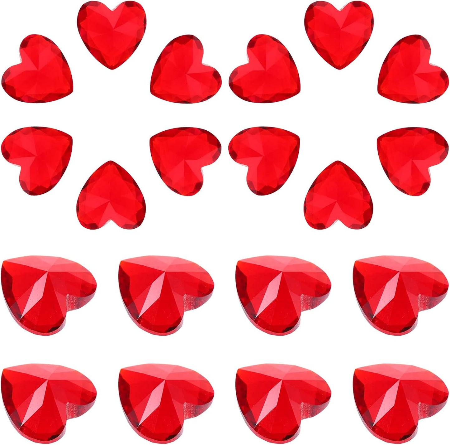 HEALLILY 20pcs Glass Red Heart Crystals Rhinestones Diamonds Valentines Day Wedding Table Scatter Confetti Vase Fillers
