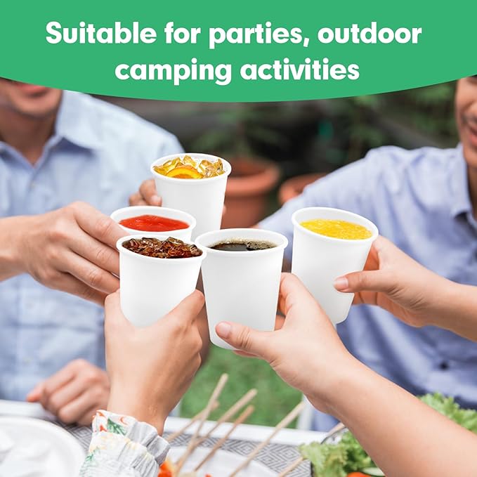 8 oz Paper Cups, 300 Pack 8oz Disposable Paper Coffee Cups, Coffee Cups 8 oz for Cold and Hot Drinks, White Paper Drinking Cups for Parties, Picnic, Cafes, Bistros and Events