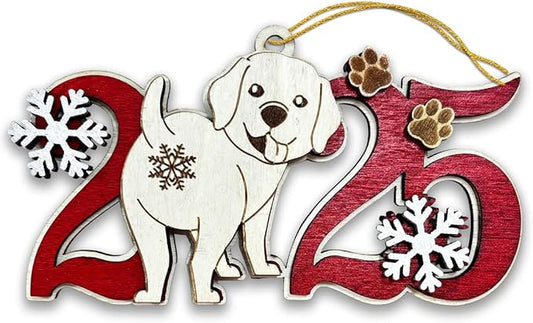 Labrador Dog 2025 Christmas Ornament – Wooden Holiday Tree Hanging Decoration – Cute Labrador Retriever Puppy Ornament, Pet Lover Gift Keepsake for Christmas 2025