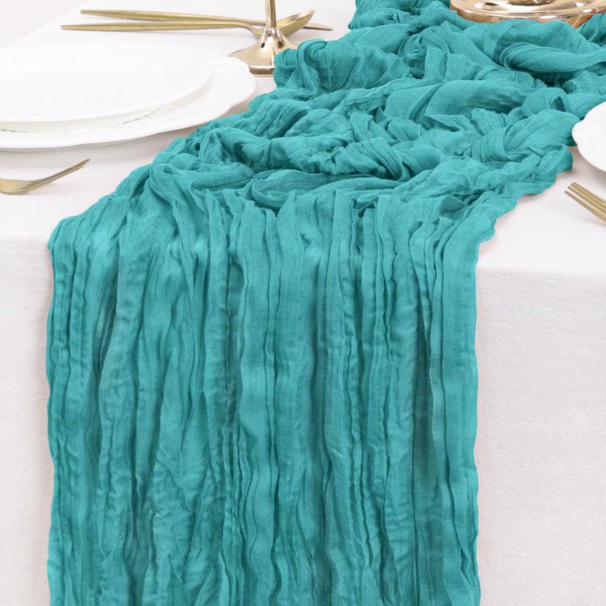 Teal Table Runner Cheesecloth Table Runners 10 Pack 10FT Baby Shower Decoration 120 Inches Fall Table Decor Dining Room Centerpiece Wedding Boho Baby Shower Birthday