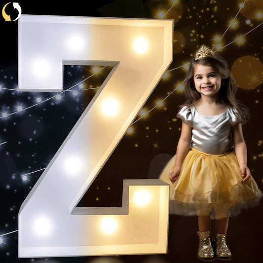 Pooqla 3FT Marquee Light Up Letters, Cool White and Warm White LED Big Mosaic Marquee Letters 3 Feet, Giant Letter Sign for Balloons Birthday Anniversary Wedding Party Decoration, Letter Z