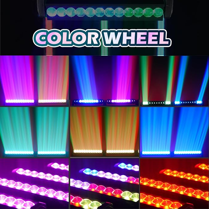 360° Moving Head DJ Lights 250W Beam Curtain & Strobe Stage Lights Bar 12x10W RGBW 4in1 DMX512/Sound/RDM Professional DJ Stage Props for Party Live Show Wedding - 1 Pcs