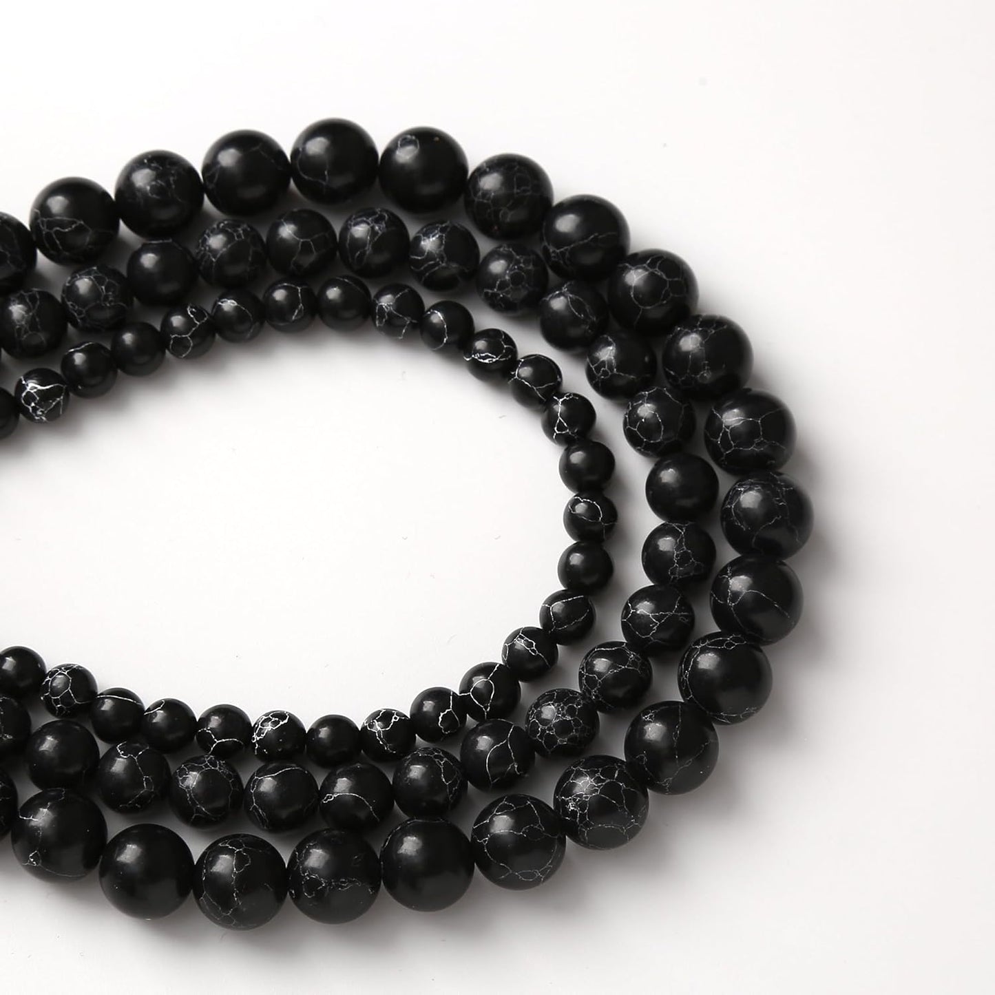 Black Turquoise Stone Beads 6MM Gemstone Round Crystal Energy Jade Beads for Jewelry Making DIY Bracelet Necklace Jewelry Making 1 Strand 15.5inch 60PCS 6MM