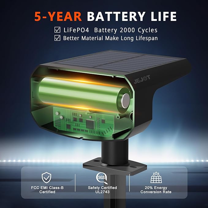 Solar Lights Outdoor Waterproof IP65,Auto On/Off, 2700K 2 Lighting Modes, Super Bright LED, Solar Powered Yard Garden Solar Spot Lights for Outside Landscape -3000K,6 Pack