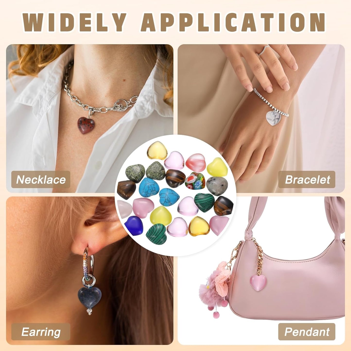 PATIKIL 20 Pcs Natural Heart Shaped Crystal Stone, 0.6 Inch Mini Polished Love Gemstone Crystal, Pocket Rock Engraved Worry Stones for Women Gifts Meditation, Brown