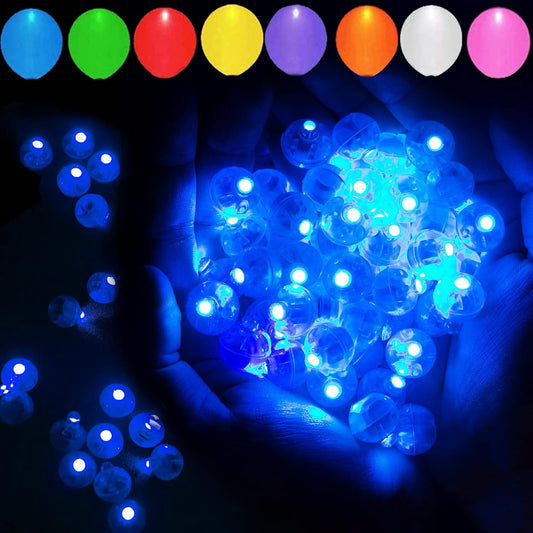 50pcs Blue LED Balloon Light, Round LED Ball Lamp Tiny Led Lighting Decoration for Indoor Outdoor Party Event Fun Wedding Festival Birthday Halloween Christmas Party Supplies