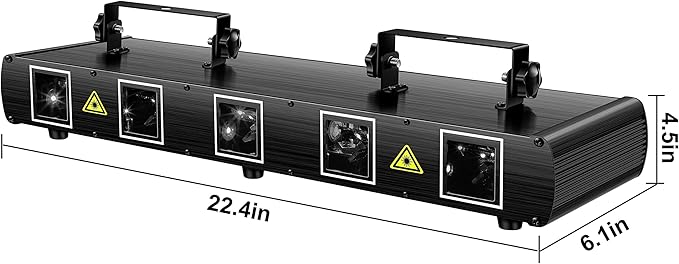 DJ Laser Lights, U`King 5 Beam Effect Sound Activated DJ Party Lights RGBYC LED Music Light by DMX Control for Disco Dancing Birthday Bar Stage Lighting(2PC)