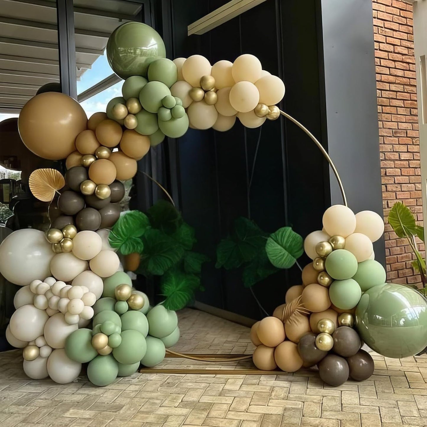 Sage Green and Brown Balloons, 50pcs Green Brown White Balloons, Coffee Beige Ivory Sand White Yellow Balloon for Birthday Baby Shower Forest Safari Jungle Theme Party Wedding Decoration Supplies