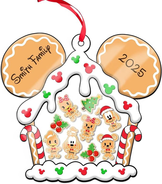 Personalized Family Christmas Ornament 2025 - Gingerbread House Keepsake Ornament - Family Custom Shaker Ornaments - Xmas Tree Decoration - Gifts for Christmas