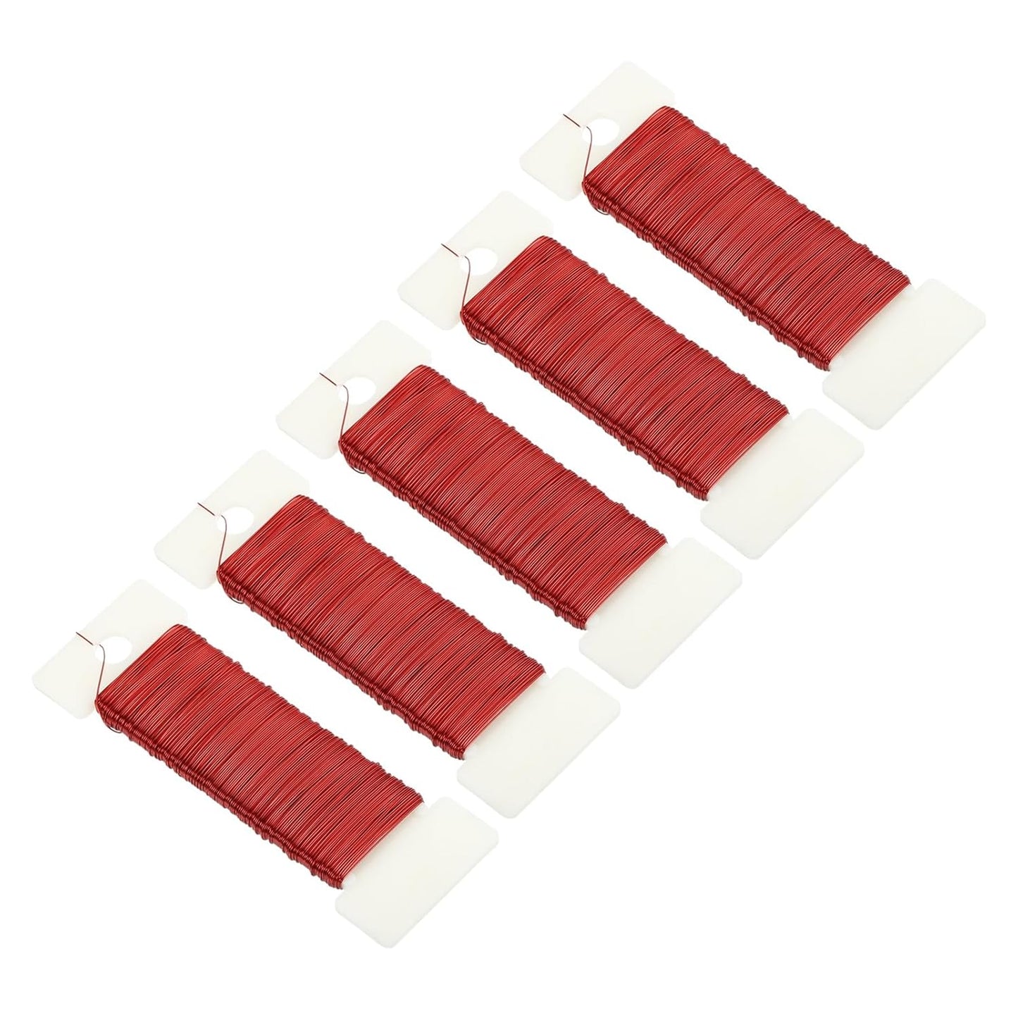 MECCANIXITY 190 Yards/575 Feet 27 Gauge Metal Floral Wire Red Flexible Paddle Thin Floral Wires for Craft, Christmas Wreath, Flower Arrangement, Wedding, Total 5 Roll