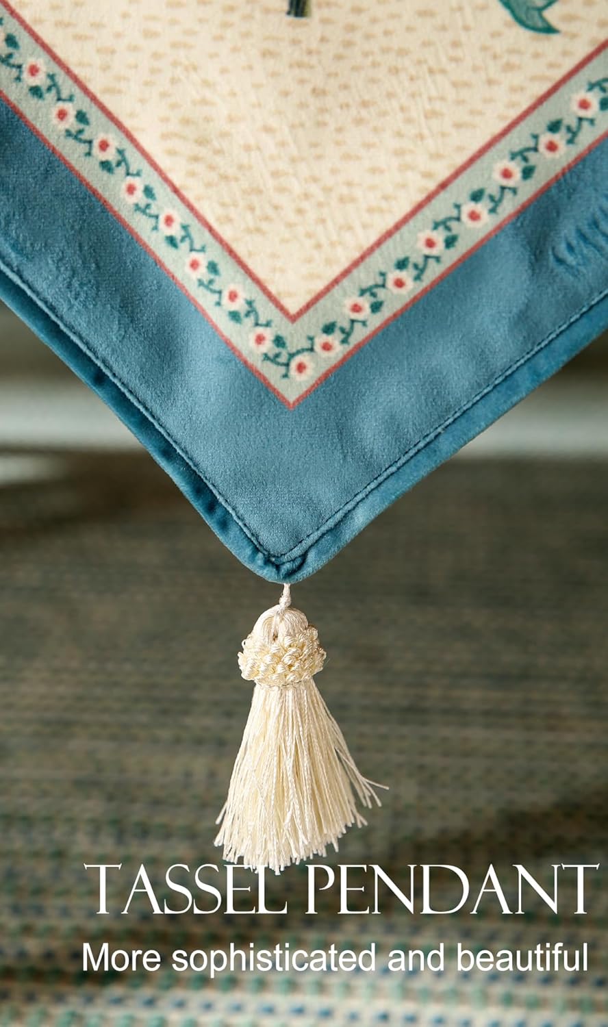 patdrea Designer French Elegant Wild Flowers Velvet Table Runner 102 Inch Long, Beige Pink Floral Table Mat, Decoration for Kitchen Dining Coffee Table Cabinet Banquet Thanksgiving,12"*102"