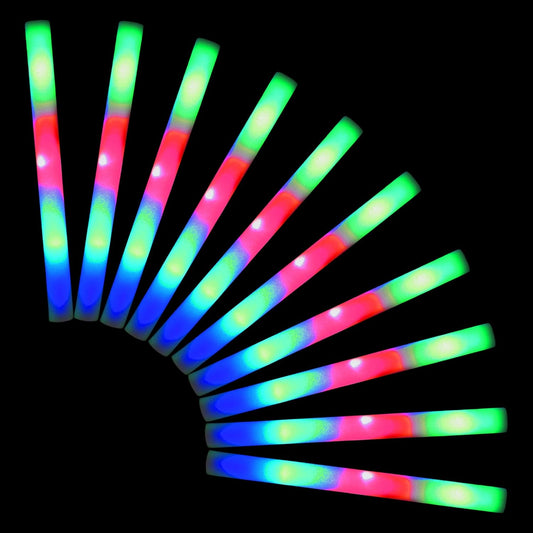 200 LED Party Foam Light Sticks Batons Wand for Wedding,Parties,Birthdays,Guests,Party,DJ,Concerts,Festivals,Events,Promotions Party Favors 3 Color Lighting Modes Batteries 16/inches