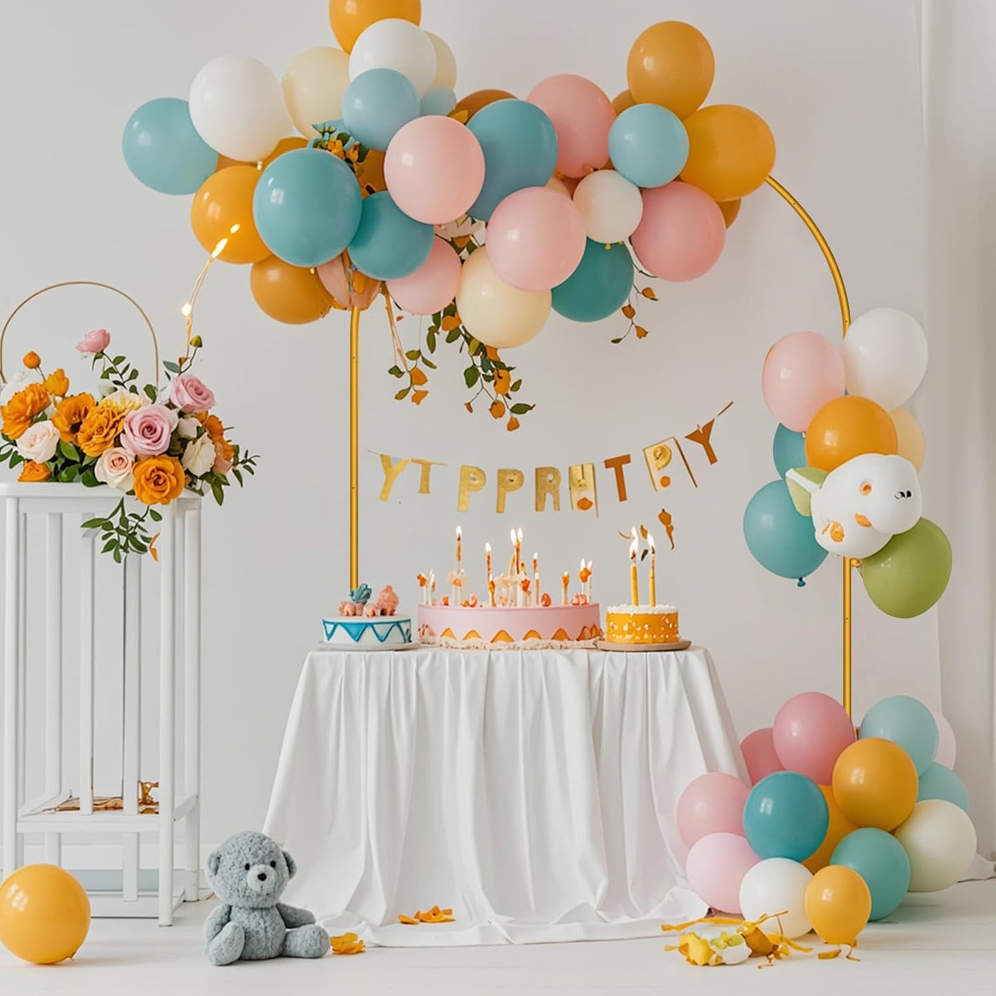 2 Pack Arch Backdrop Stand (7.2FT/6FT), Easy Assembly Backdrop Arch, Gold Wedding Arch Stand, Balloon Arch Stand for Photo Backdrop