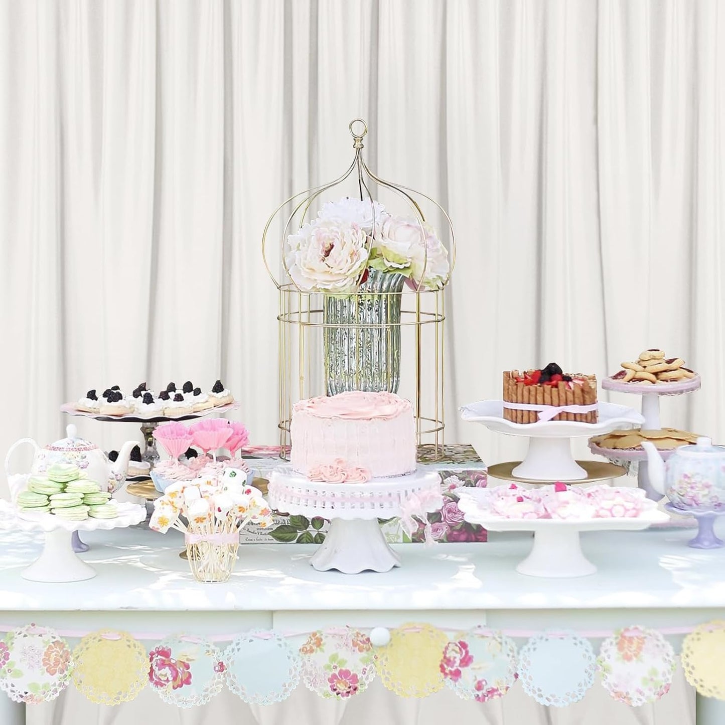 DWCN 10x10 FT Ivory Backdrop Curtains for Parties, Photography Backdrop Drapes with Rod Pockets for Wedding Decorations Stage Birthday Family Gatherings, 2 Panels 5ft x 10ft