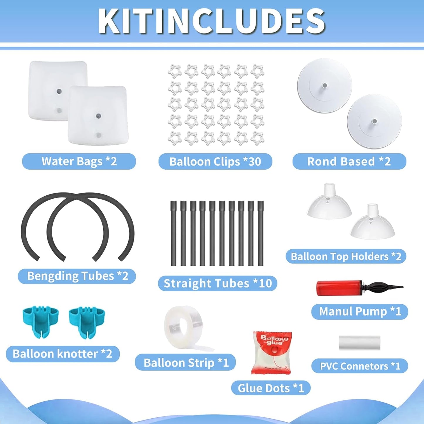 Balloon Arch Kit - Bendable 8.2FT & 6FT Balloon Arch Stand with Base and Manual Pump, Versatile Half Arch Balloon Stand for Birthday, Wedding, Baby Shower, Holiday, and Graduation Party Decorations