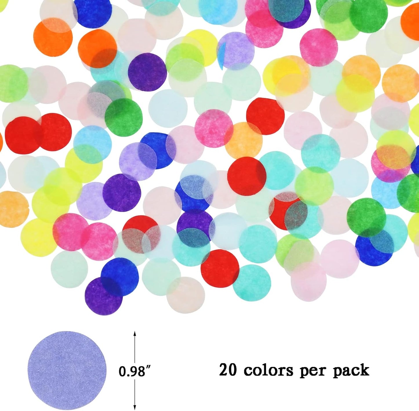 RYKOMO 10000 Pieces 1 Inch Round Tissue Paper Confetti, 3.5oz Multicolor Table Confetti Paper for Balloons Arts Craft DIY Scrapbooking Birthday Party Festival