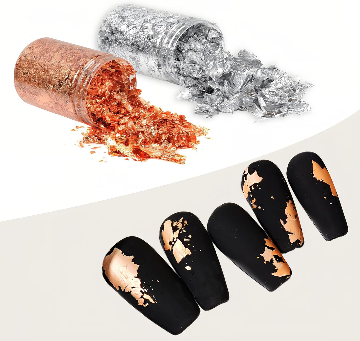 Joyzan Gold Flakes, Gold Foil Leaf Decoration Imitation Metallic Chocolates Baking Sheet Cake Decor Tweezers Resin Cooking Dessert Makeup Nail Art DIY Craft Jewelry Making Painting Slime 20g 2 Bottles