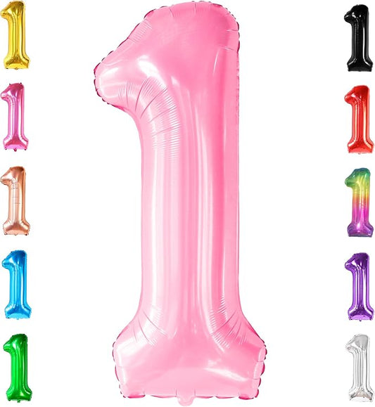 KatchOn, Light Pink 1 Balloon Number - 40 Inch | Number 1 Balloons for 1st Birthday Party | Pink Number Balloons, First Birthday Decorations For Girl | 1 Balloon for Happy Anniversary Decorations