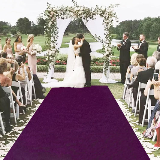 MODFUNS Aisle Runners for Weddings Purple Velvet Aisle Runner 4x25ft Party Carpet Runners Wedding Runner Rug with Carpet Tape Vintage Aisle Floor Runner Bridal Shower Banquet Ceremony Prom Carpet