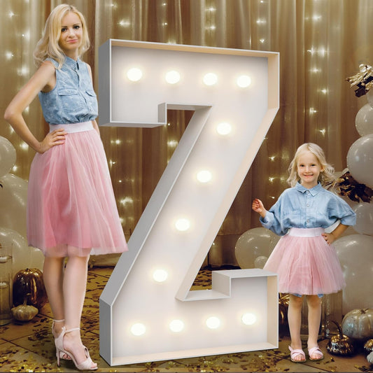4FT Marquee Light Up Letters Z,Party Decoration Large Marquee Light Up Letters with Weighted Water Bag,Pre-cut Foam Board Set Can Be Used for Birthdays,Weddings,Baby Anniversaries