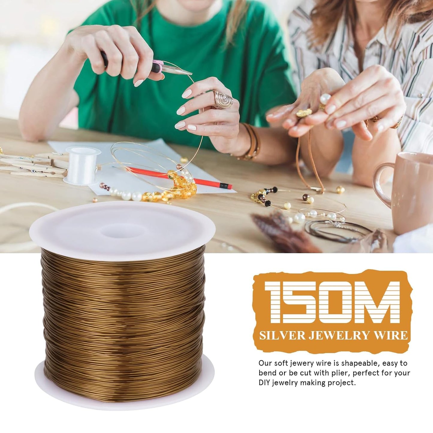 492FT Jewelry Wire 32 Gauge Tarnish-Resistant Copper Beading Wires Roll Bulk for DIY Crafts Jewelry Making, Antique Bronze