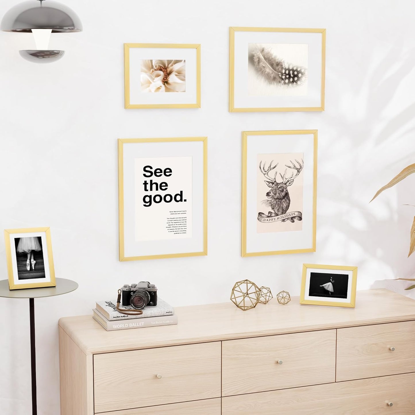 18x24 inch Picture Frame, 18x24 Photo Frames with 16x20 Removable Mat - High Definition Plexiglass - Vertical and Horizontal Display - Wall Hanging Poster Frame - Gold, 5 Pack