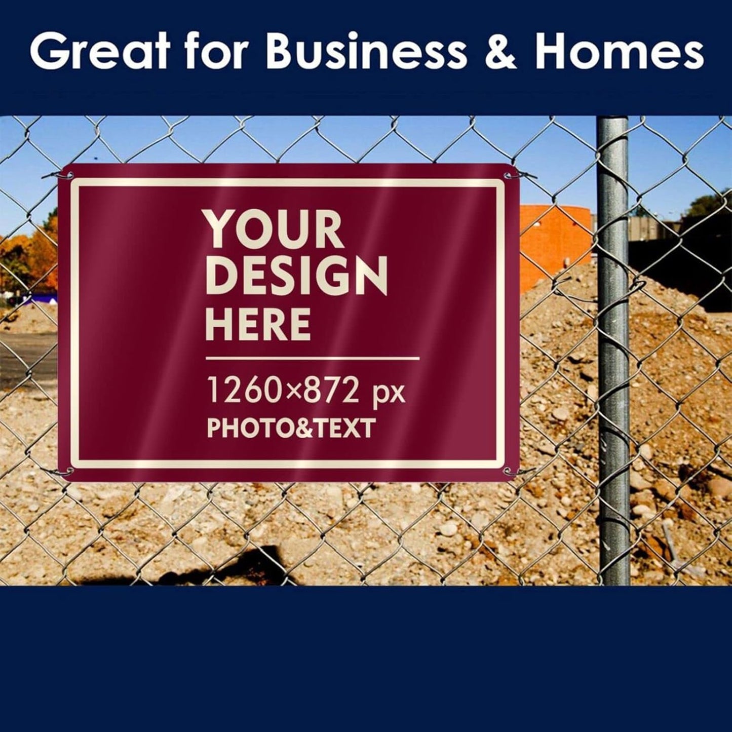 Custom Signs Outdoor Metal Sign - 12 x 8 Customized Personalized Aluminum for Office, Home, Business, Decor, Road Signs, Rust-Proof (Ivory Text Box)