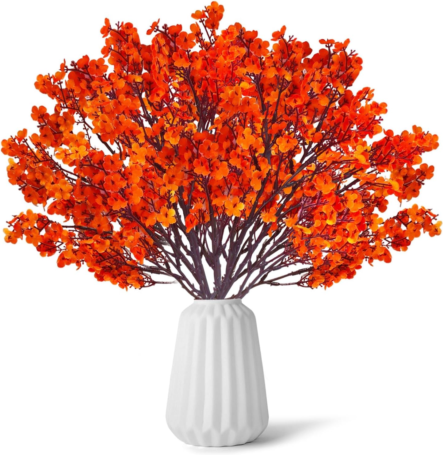 12PCS Fake Fall Flowers Orange Baby Breath Artificial Flowers Real Touch Silk Floral Arrangement Thanksgiving Autumn Table Centerpieces Home Kitchen Decor
