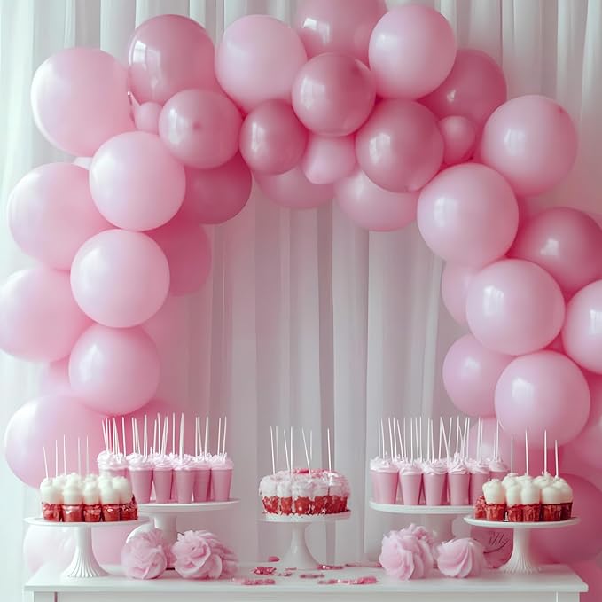 Pink Latex Balloons, 100pcs 12 inches Round Helium Light Pink Balloons for Birthday Baby Shower Wedding Valentine's Day Gender Reveal Birthday Party Decorations