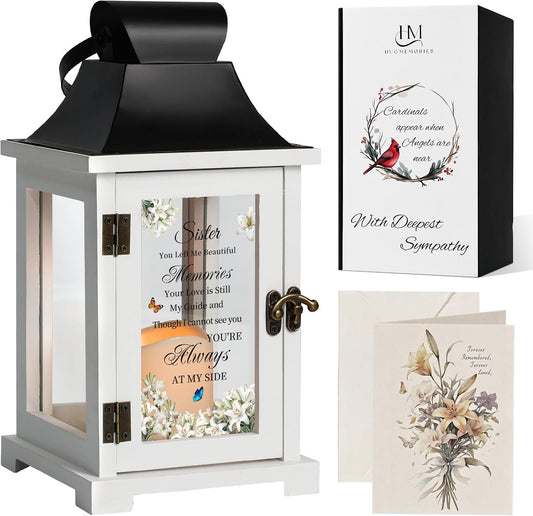 Memorial Lantern Bereavement Sympathy Gifts in Memory of Loved One Memorial Gifts for Loss of Sister Remembrance Gifts for Loss of Sister with LED Candle