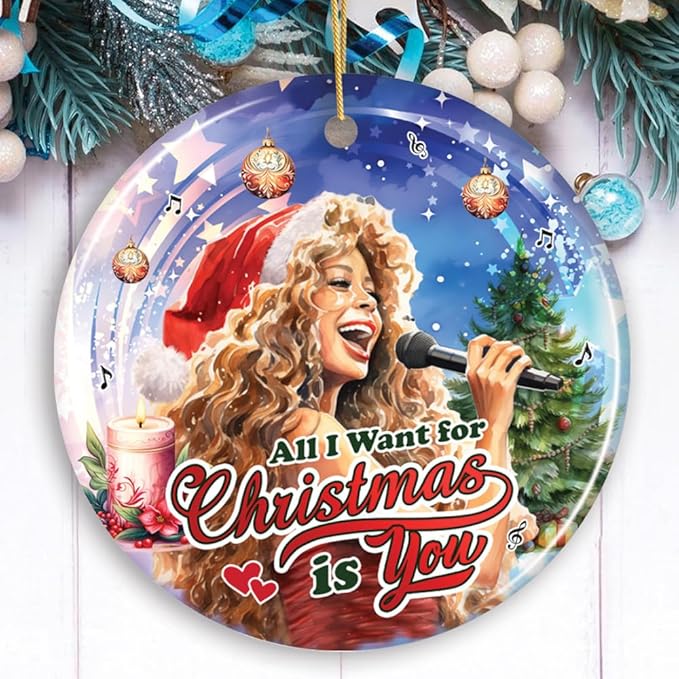 Artistic Classic Holiday Melody Ornament, Celebrity Singer Gift (Circle/Version 1)