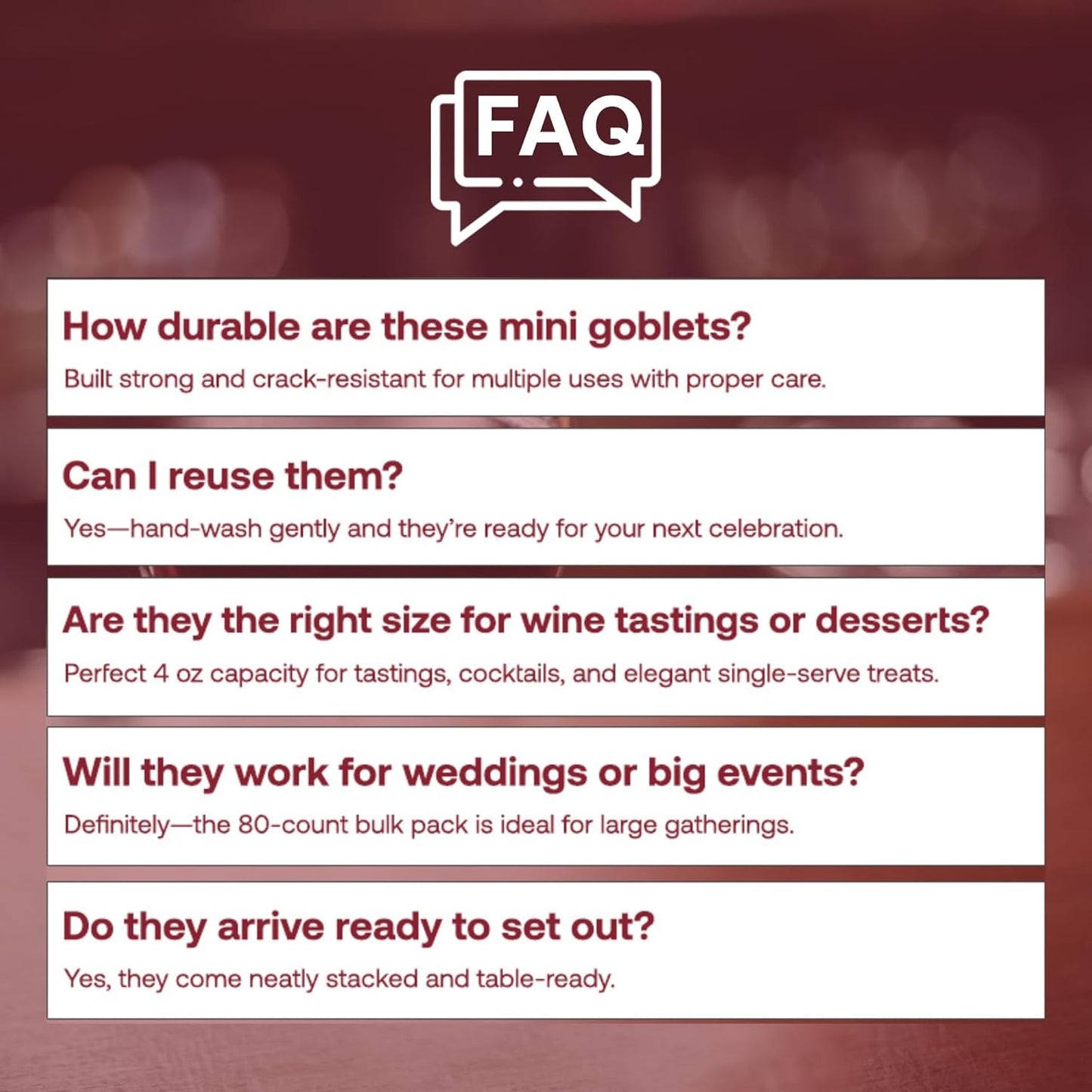 Smarty Had A Party 4 oz Clear Stemless Plastic Mini Goblets, Unbreakable Disposable Wine Goblets for Weddings, Parties, and Events, Bulk Drinkware for Celebrations (80 Count)