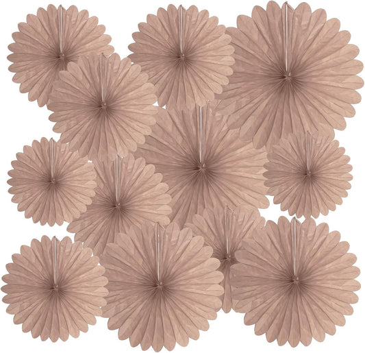 20 Pcs Brown Hanging Paper Fan, Hanging Honeycomb Round Paper Fans for Weddings, Birthdays, Christmas, Baby Showers, Classroom, Events Ceiling Party Supplies Decorations