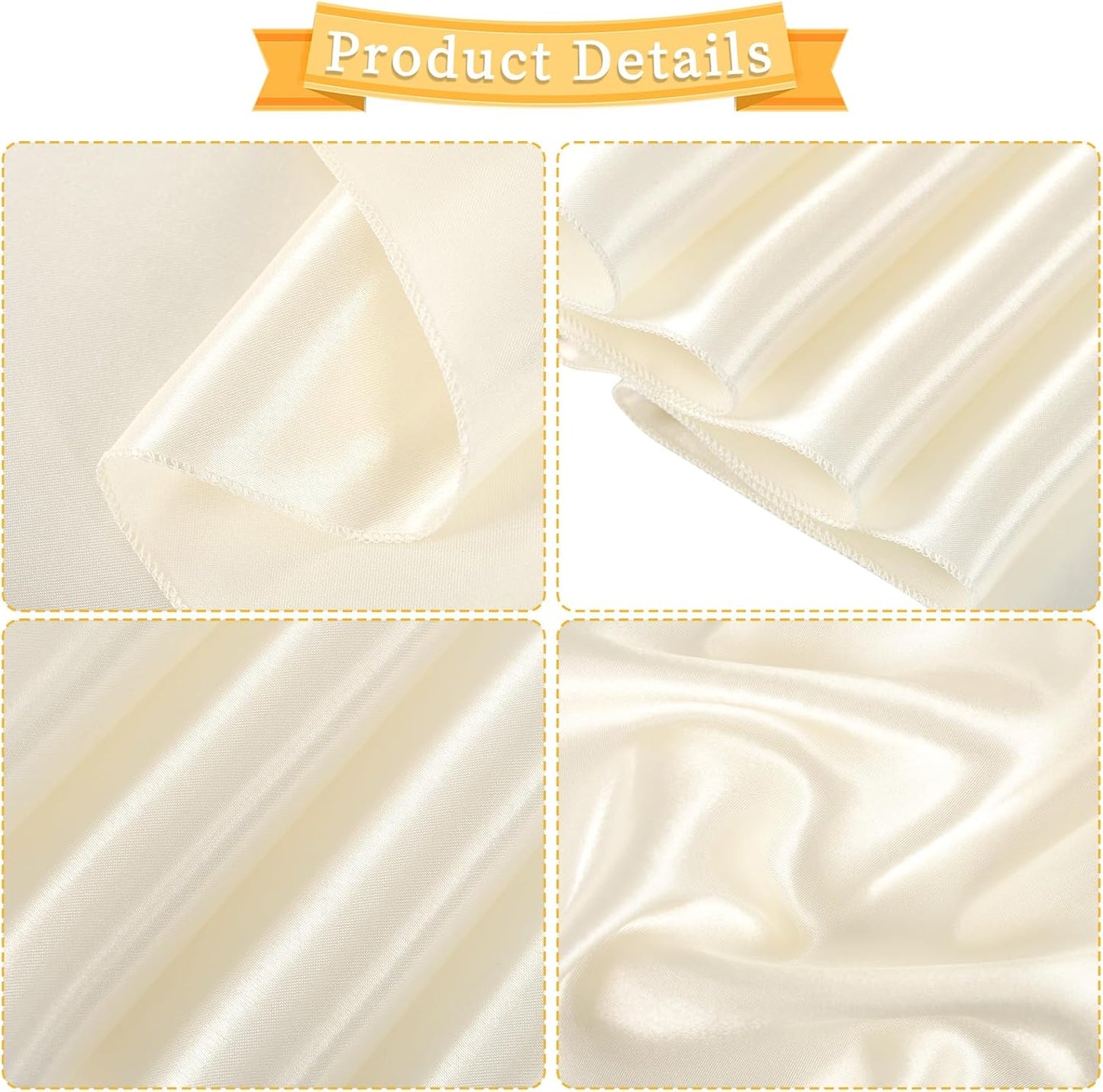 fani 120 PCS Ivory Satin Chair Sashes Bows Universal Chair Cover for Wedding Reception Restaurant Event Decoration Banquet,Party,Hotel Event Decorations (7 x 108 inch)