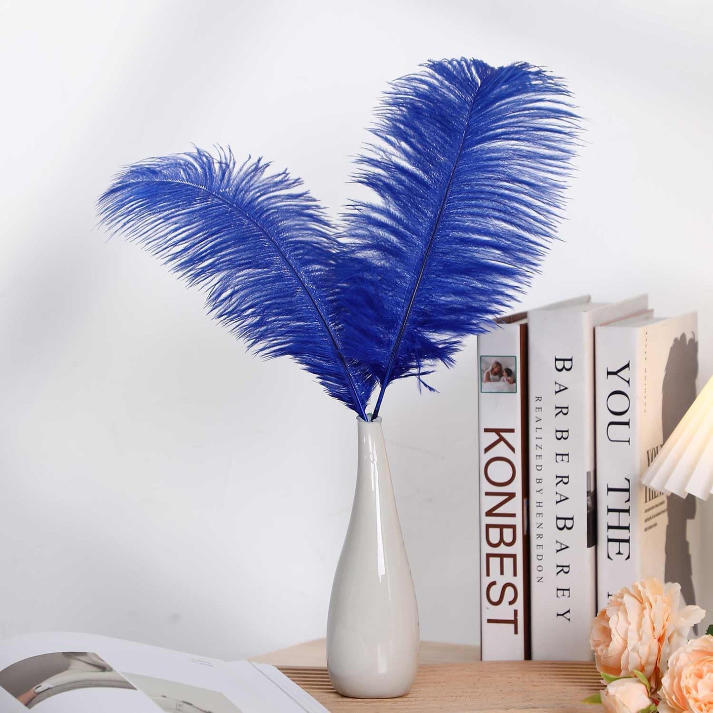 YAKRUNA 30PCS Royal Blue Ostrich Feathers Bulk 12-14 Inches for Centerpieces for Wedding Birthday Gatsby Party, Decorative Plumes for Vase & Table & Christmas Tree Decor (30-35cm, Blue)