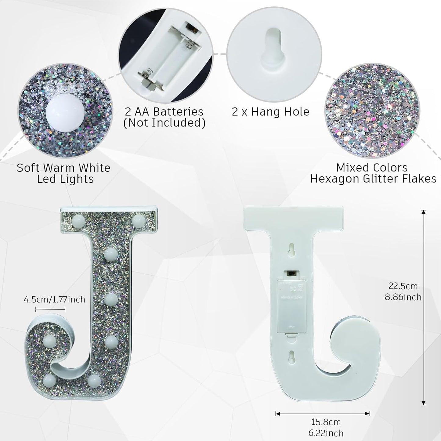 Glitter Light Up Letters & Signs - Alphabet, Numbers & J for Table Decor, Prom, Events & Engagement Parties