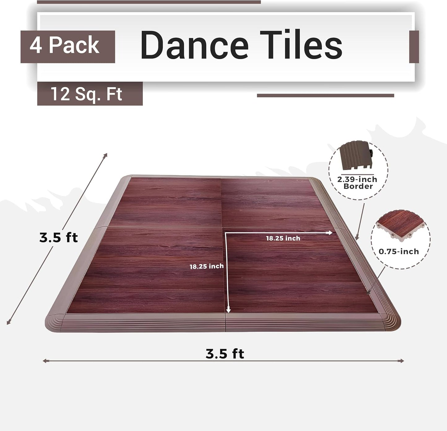 Dance Floor Tiles, Interlocking Dance Floor Tiles for Ballet, Tap, Jazz, and Irish Dance | Portable Dance Floor Tiles for Indoor Dance Flooring