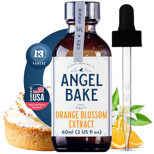 Pure Orange Blossom Extract for Baking and Mixology - Premium Natural Flavoring for Cooking, Desserts, & Beverages - Kosher, Keto Friendly, Vegan & Gluten-Free (2oz Extract with Latex-Free Dropper)