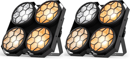 Stage Lights, 4X100W COB Spotlight LED Par Can Retro Lights, 2 in 1 Cool White & Warm White DMX512 Sound Activated Blinder Uplights for Events Parties Wedding Church Concert Studio Show Dance - 2Packs