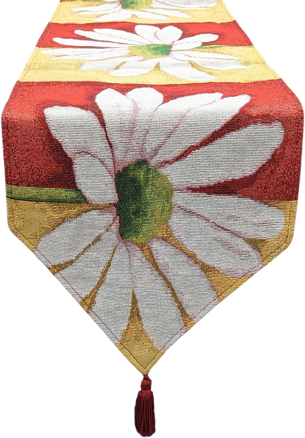 Tache Floral Colorful Yellow Red White Decorative Spring Daisy Flower Loves Me Not Woven Tapestry Long Kitchen Dining Table Runner 13x90