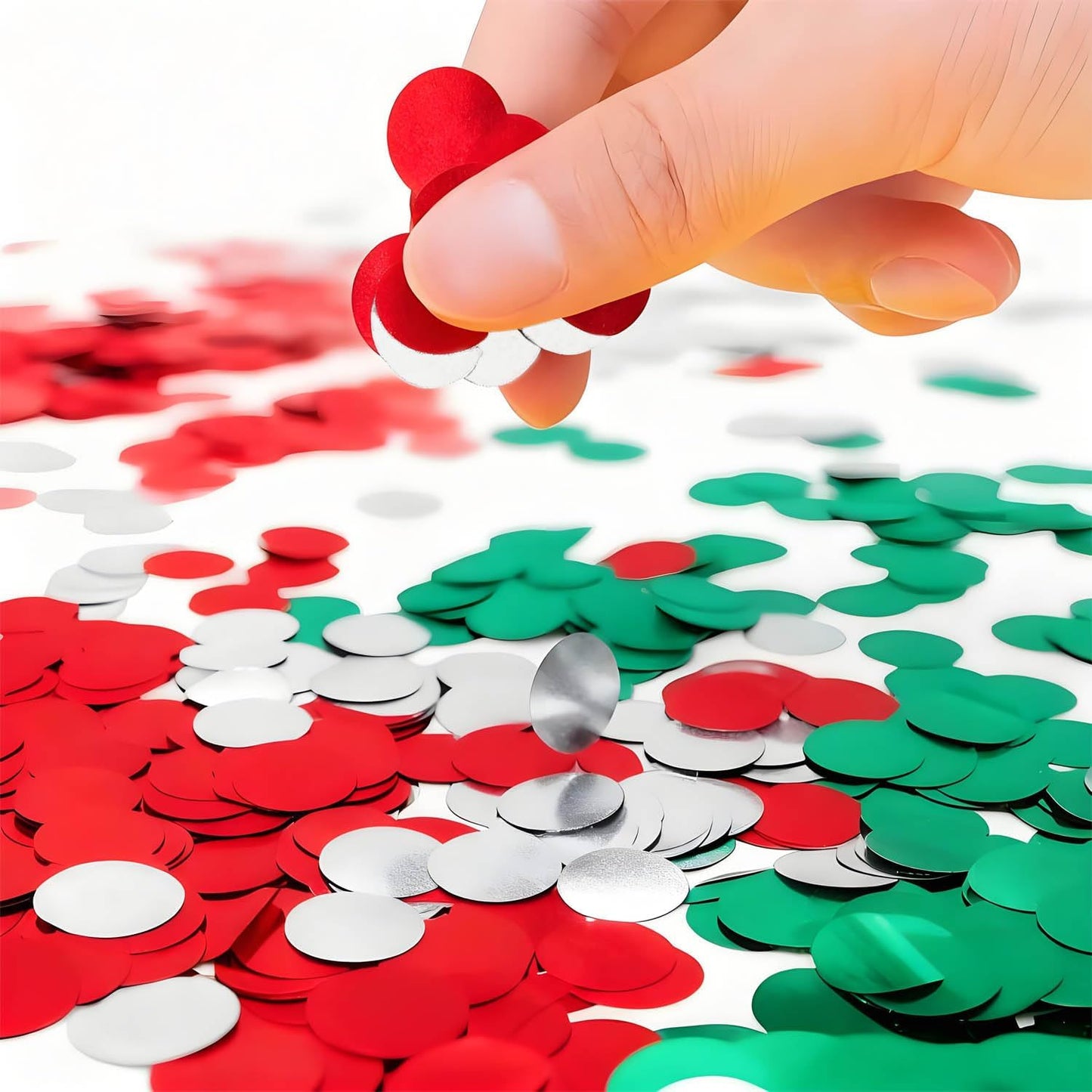 Red White and Green Round Foil Metallic Confetti for Fill Balloons, Wedding, Birthday, Christmas Party, Festival Decoration(8000PCS)